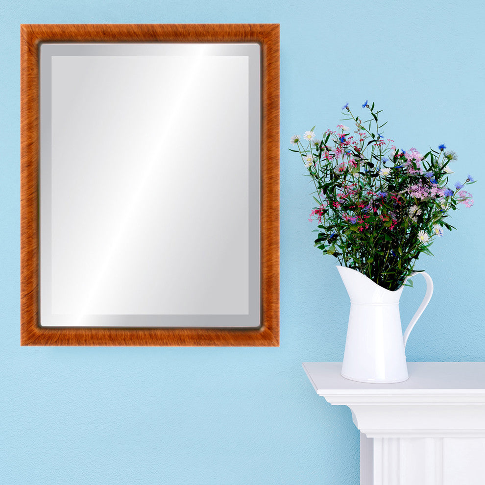 Pasadena Framed Rectangle Mirror, Vintage Walnut, 21"x25"
