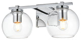 2 Light Chrome And Clear Bath Sconce