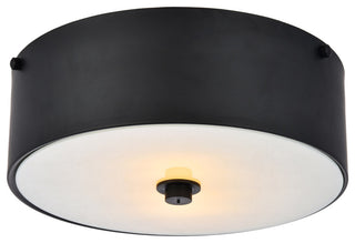 Living District Hazen 2-Light Metal Flush Mount in Flat Black/Frosted White
