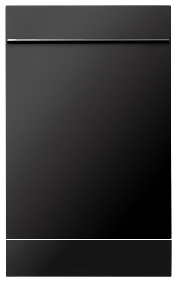18" Compact Black Stainless Steel Dishwasher, Modern Handle