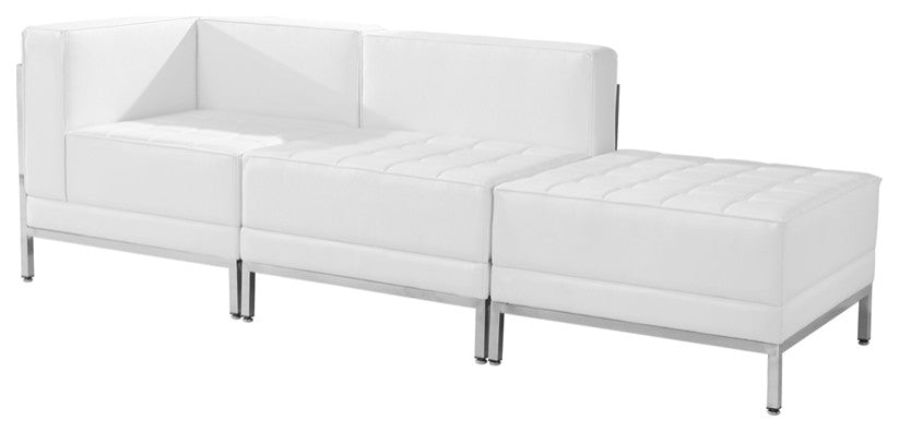 Hercules Imagination Series Melrose White Leather 3-Piece Chair and Ottoman Set