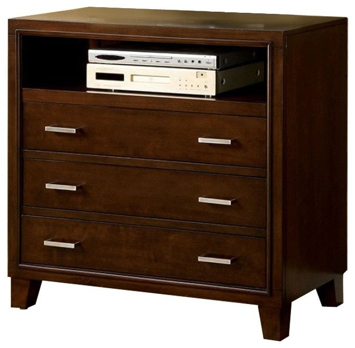 3 Drawers Contemporary Style Media Chest, Cherry Brown