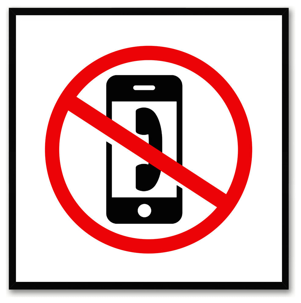 "No Phone" Sign White Canvas Print, Custom Picture Frame, 20"x20"