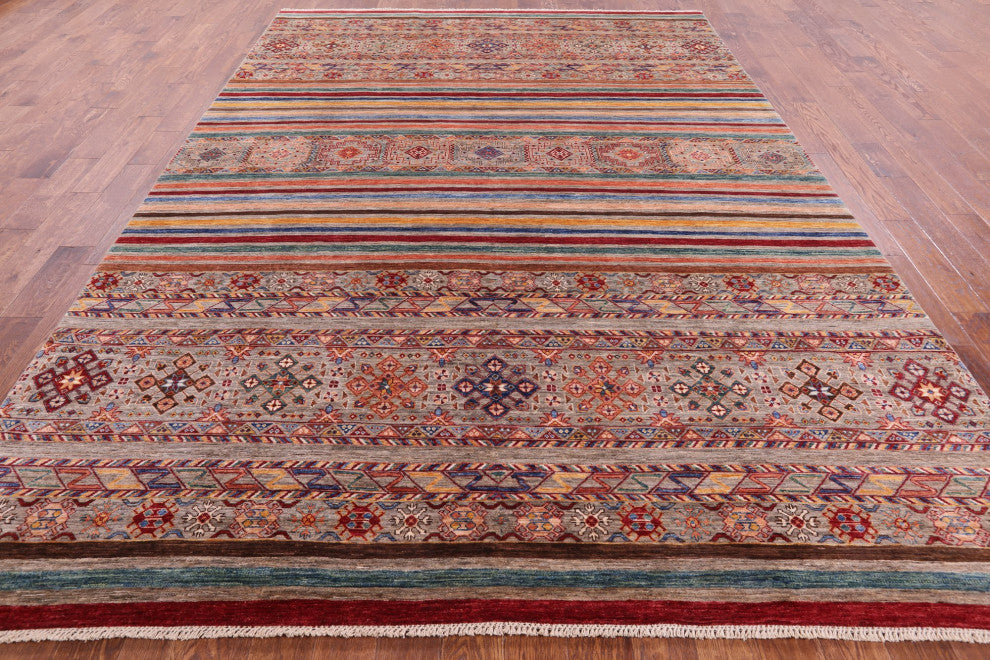 Khorjin Super Kazak Handmade Wool Rug 8' 9" X 12' 1" Q7428