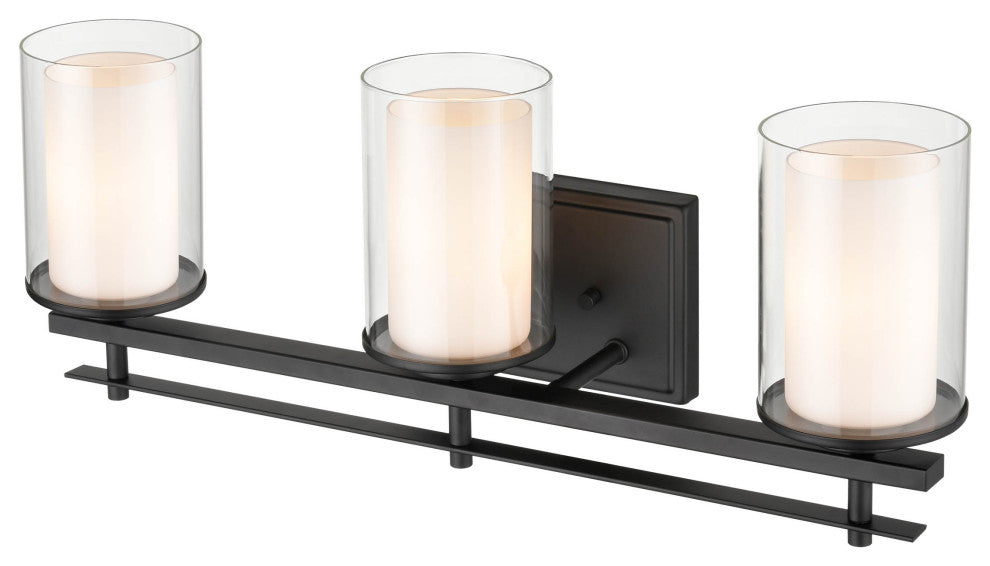 Huderson Collection 3-Light 23" Matte Black Bathroom Vanity Light