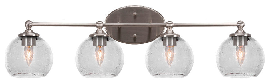 Capri 4-Light Bath Bar, Brushed Nickel/Clear Bubble