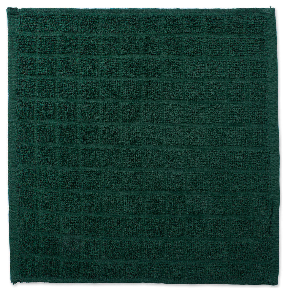 DII Solid Dark Green Windowpane Terry Dishcloth, Set of 6
