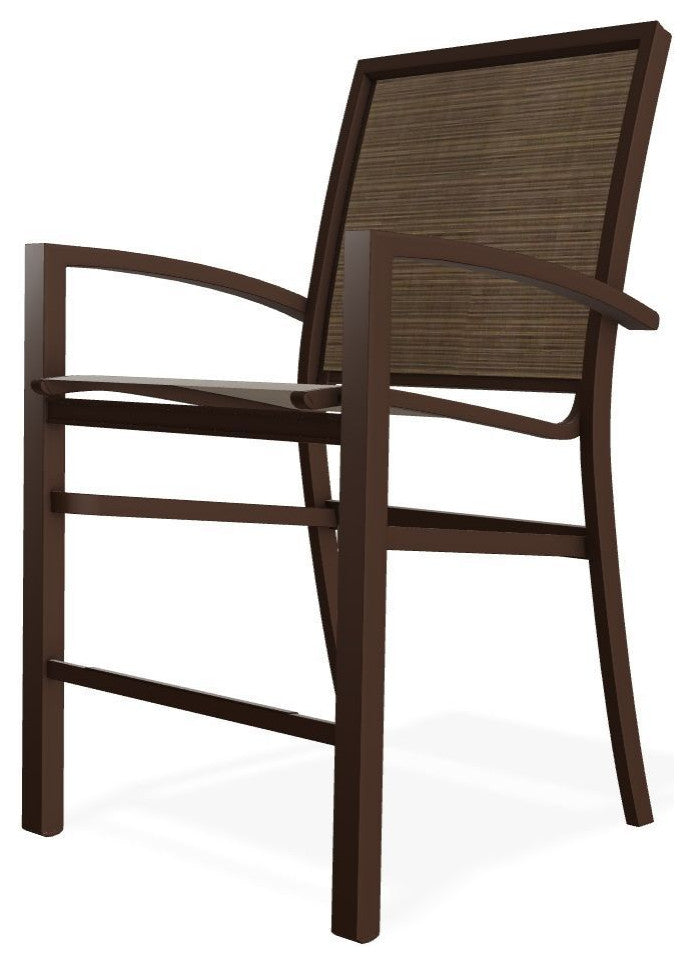 Kendall Sling Balcony Height Stackable Outdoor Stool, Bark/Kona