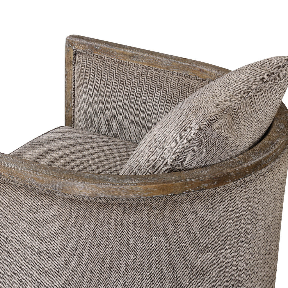 Uttermost Viaggio Contemporary Wood and Fabric Accent Chair in Gray