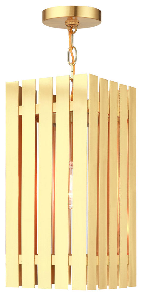 Livex Lighting Greenwich 1 Light Satin Brass Large Outdoor Pendant Lantern
