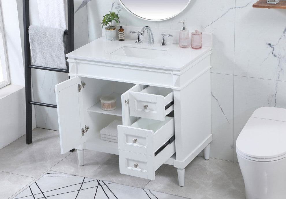 Home Living 21" Transitional White-Light Bathroom Vanity