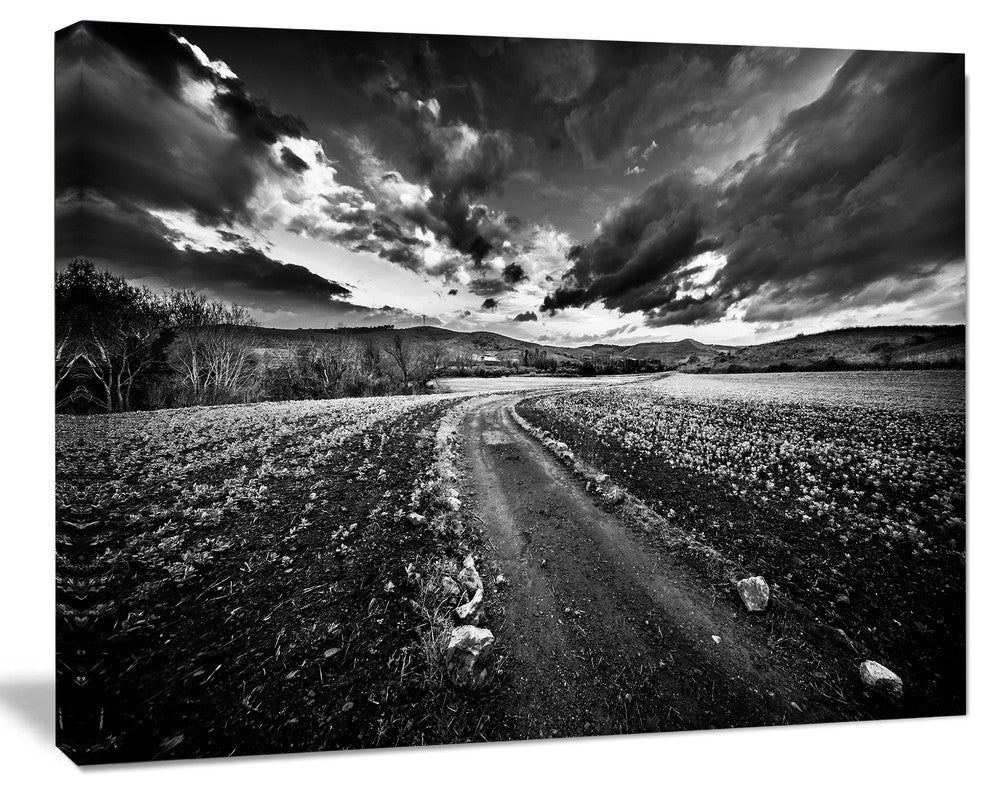 Black White Landscape from Sardinia, Landscape Canvas Art Print, 60"x28"