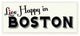 Live Happy In Boston Red Heart Typography Stretched Canvas Wall Art,, 7"x17", Wo