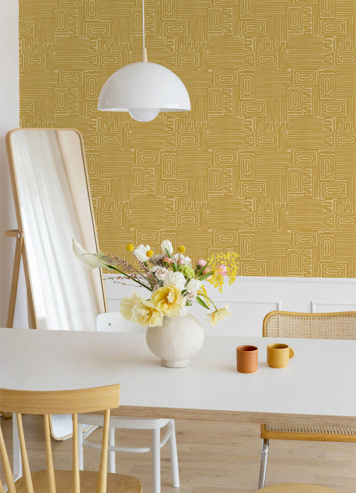 Emily Rayna Yellow Pathways Peel and Stick Wallpaper