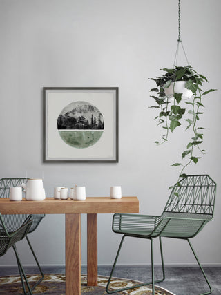 "Green Cold Mountain" Framed Painting Print, 18"x18"