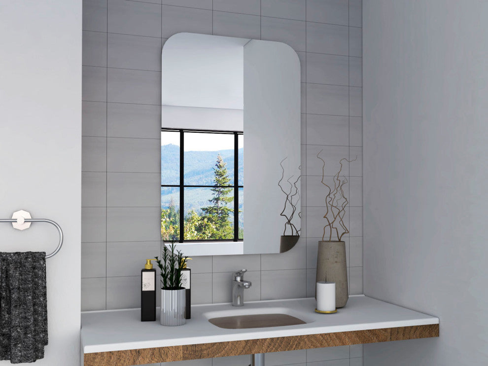 DEPOT E-SHOP Saint Claire Frameless Mirror with Rounded Corners