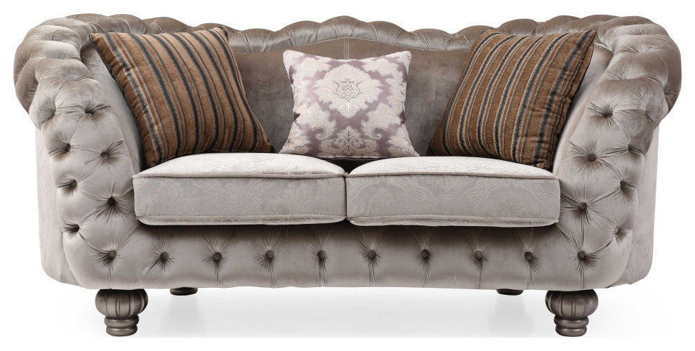 Broadway 79 in. W Round Arm Velvet Straight Sofa, 79 in.