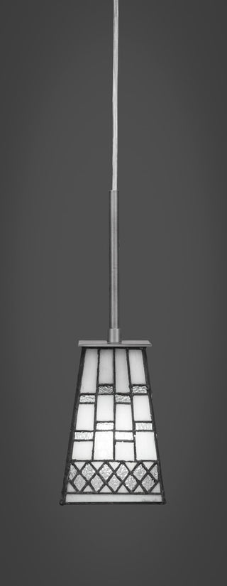 Apollo 1-Light Mini Pendant, Graphite/Square Pewter Art