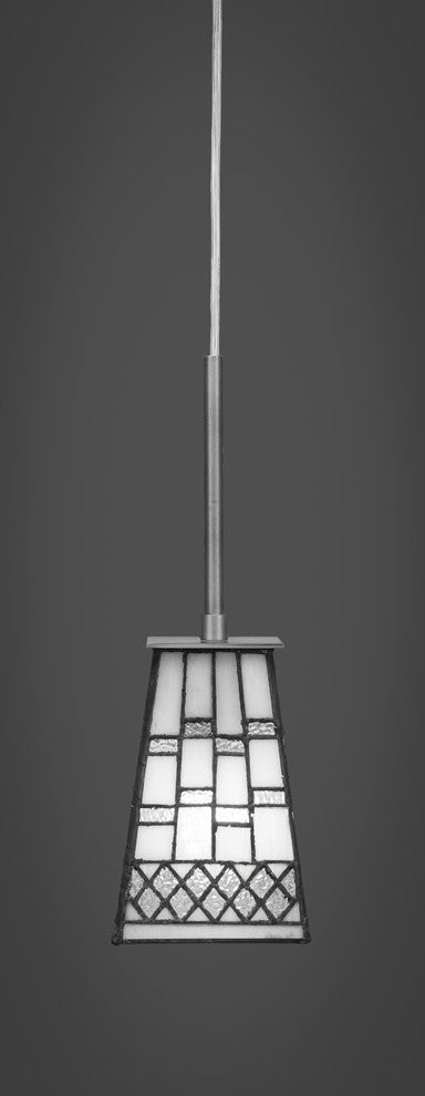 Apollo 1-Light Mini Pendant, Graphite/Square Pewter Art
