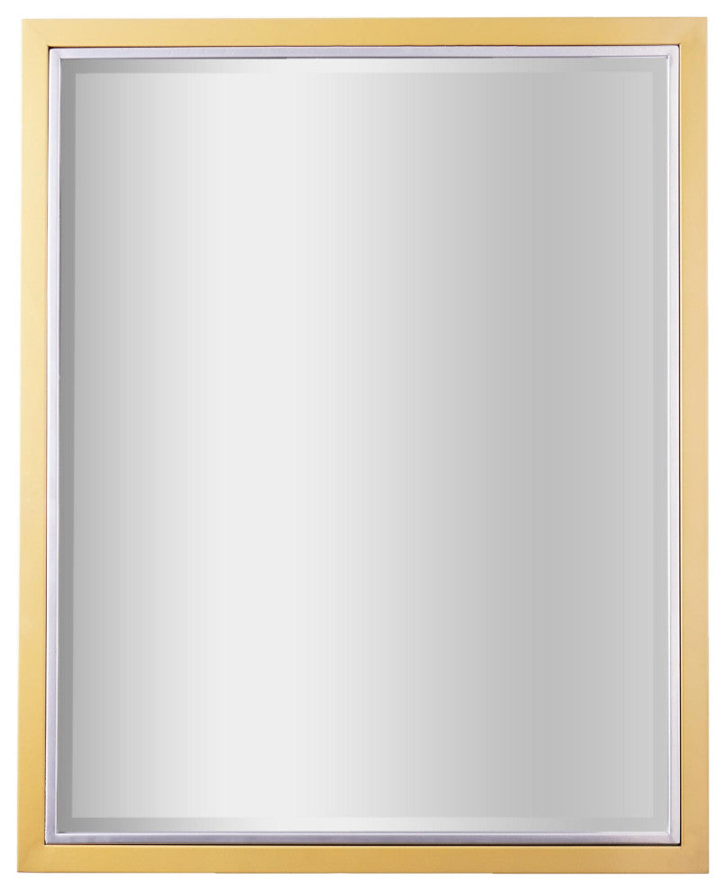Head West Brushed Brass/Chrome Metal Framed Beveled Edge Wall Mirror - 24" x 30"