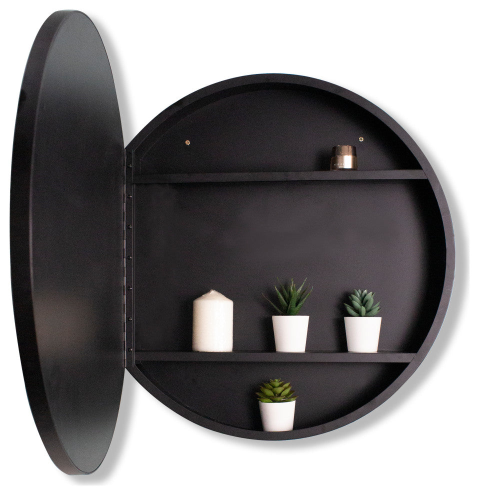 Aurora Round Frame Medicine Cabinet, 24Inch Round