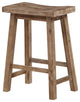 Benzara BM61441 Wooden Frame Saddle Seat Counter Height Stool Angled Legs, Brown