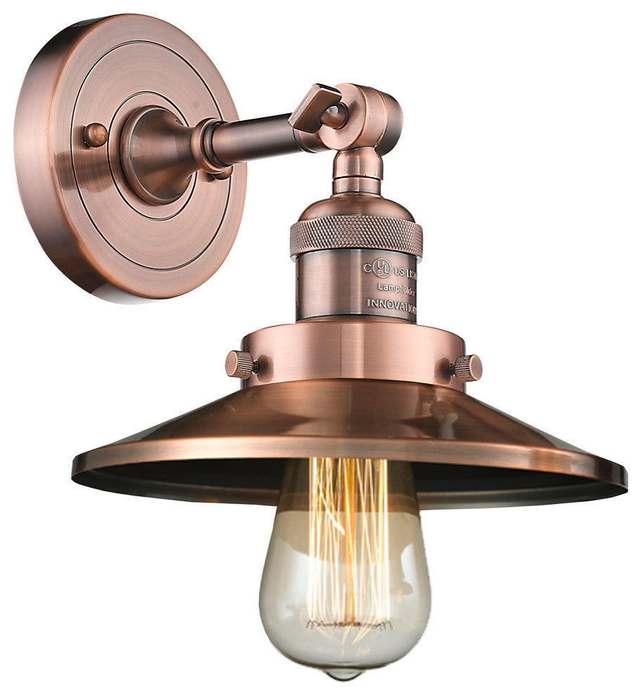 Railroad 1-Light Sconce, Antique Copper