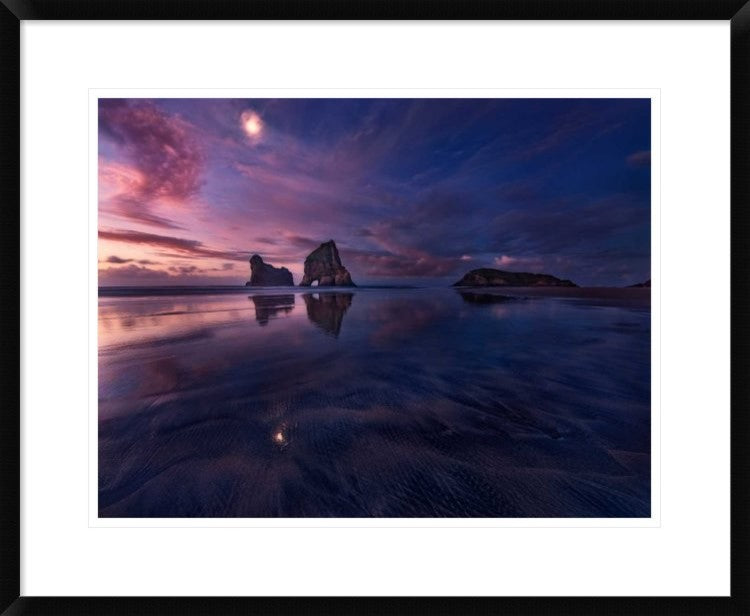 "Golden Bay When Night Falls" Framed Digital Print by Yan Zhang, 30"x24"
