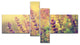 Vintage Photo of Wild Purple Flower, Large Floral Canvas Art, 60"x32", 4 panels
