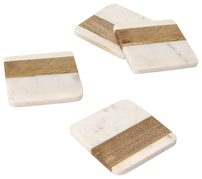 Marble and Wood square Coasters