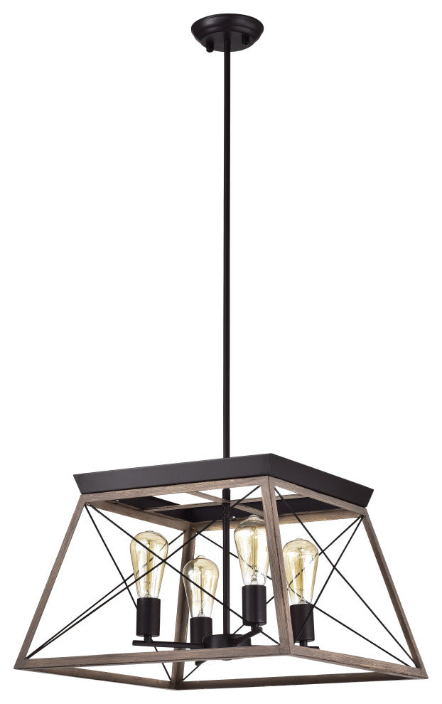 WAREHOUSE OF TIFFANY'S PD003-4IWG Emmett 20 in. 4-Light Oil Rubbed Bronze Finish