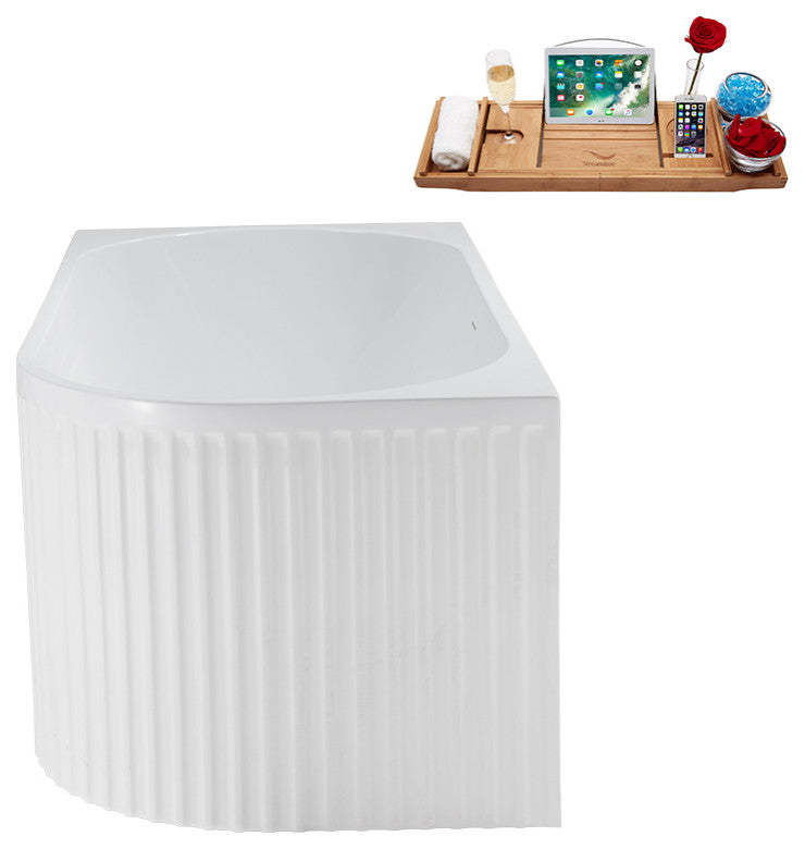 59" Streamline N4020WH Soaking Freestanding Tub and Tray With Internal Drain
