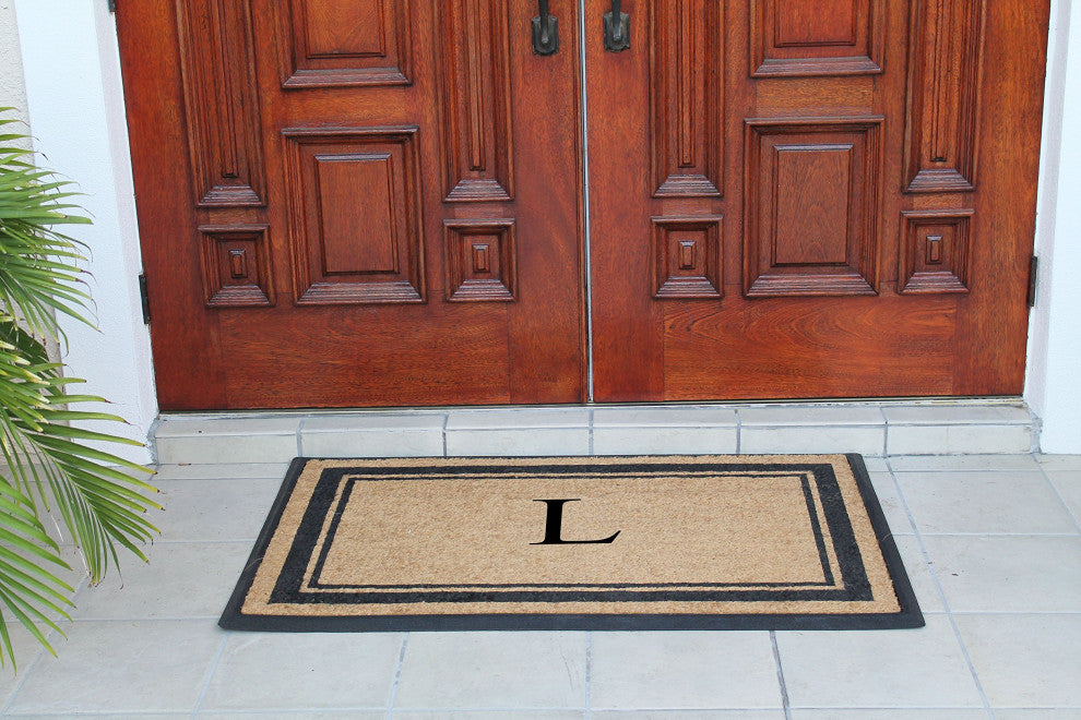 A1HC Markham Border Flocked Extra Large Monogrammed Doormat, 30"X48", L