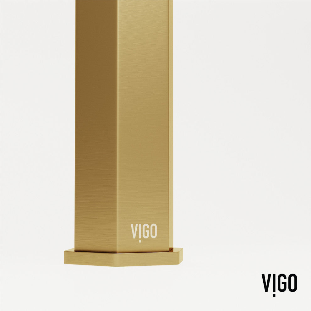 VIGO Nova 10" H Single Handle Single Hole Bathroom Vessel Faucet, Matte Brushed Gold