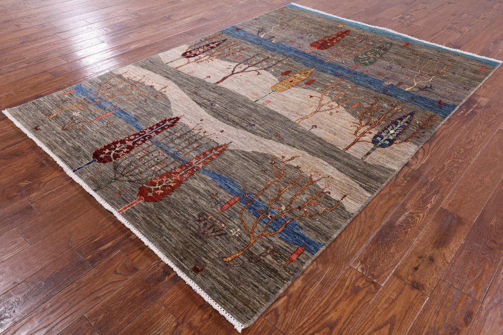 5' 8" X 7' 11" Persian Gabbeh Tribal Hand-Knotted Rug Q7304