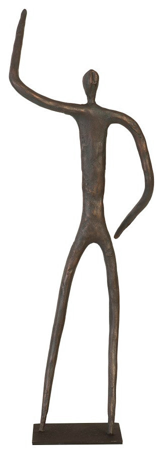 Abstract Figure on Metal Base, Bronze Finish, Arm Up