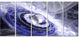 Beautiful Blue Flying Saucer, Floral Canvas Art Print, 60"x28", 5 Panels