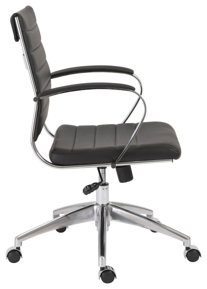 Axel Low Back Office Chair, Black With Aluminum Base