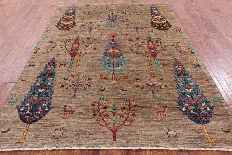 5' 8" X 7' 10" Handmade Tribal Persian Gabbeh Rug Q5287