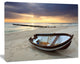 Boat on Beautiful Sunrise Seashore, Large Beach Canvas Wall Art, 40"x30"