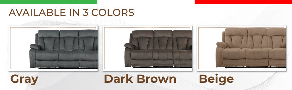 Axel Contemporary Microfiber Recliner, 3-Piece Set, Beige