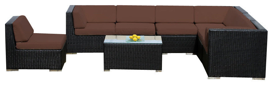 Ohana 8-Piece Deep Seating Sectional Set, Brown, Black