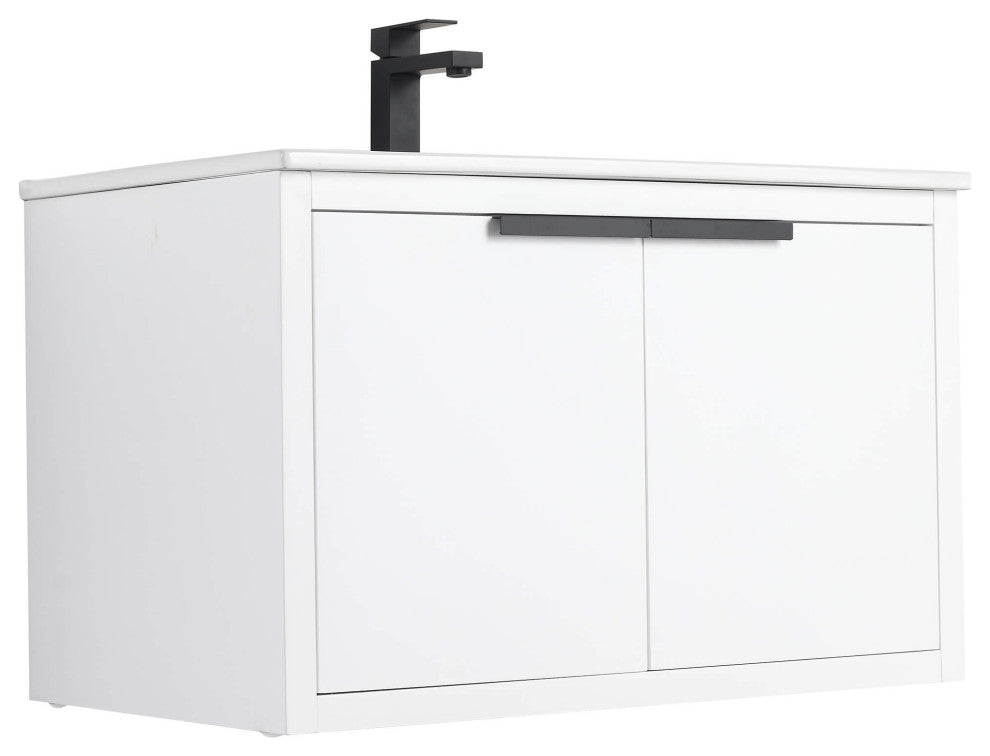 Fine Fixtures Kingsford Vanity Sink Included, White, 30", Doors