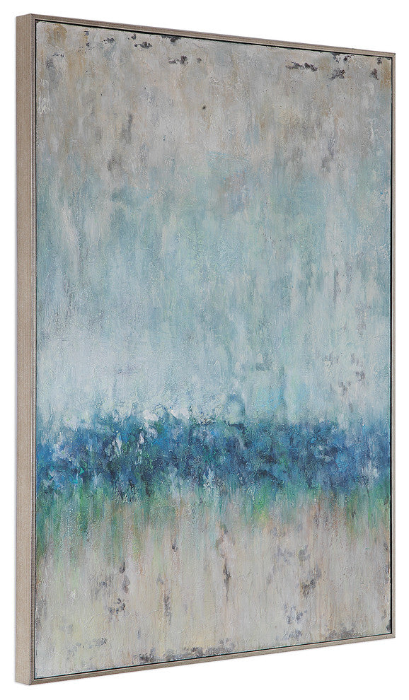 Uttermost Tidal Wave Coastal Firwood Canvas Abstract Hand Painted Art in Green