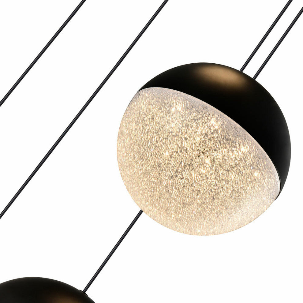Ravello 5-Light ETL Certified Integrated LED Chandelier Lighting Fixture, Black