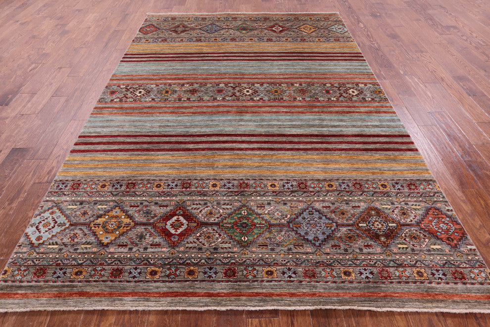 6' 10" X 10' 1" Hand Knotted Super Kazak Khorjin Rug - Q12303