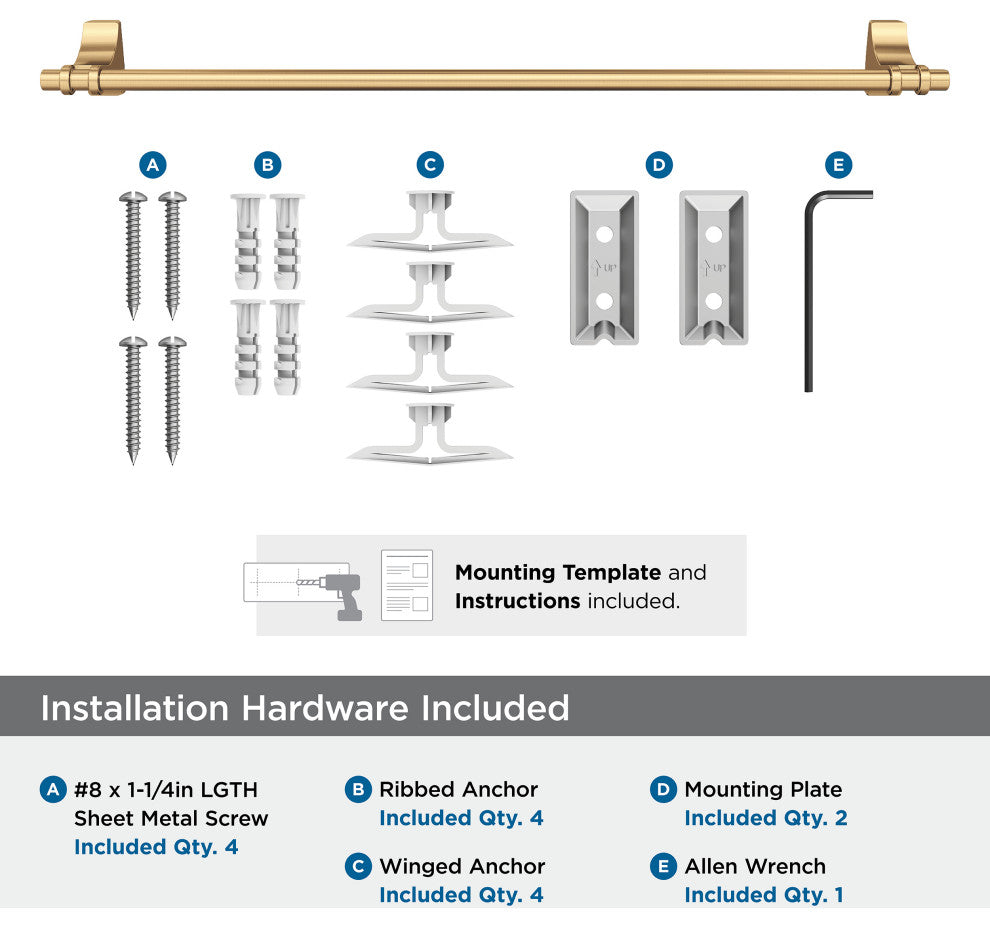Amerock Davenport Transitional Towel Bar, Champagne Bronze, 24" Center-to-Center