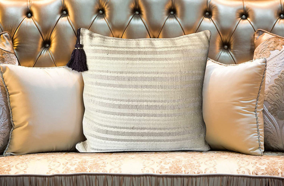 DecorShore 18 Inch Cream Beige Brown Decorative Pillowcase For Sofa Couch