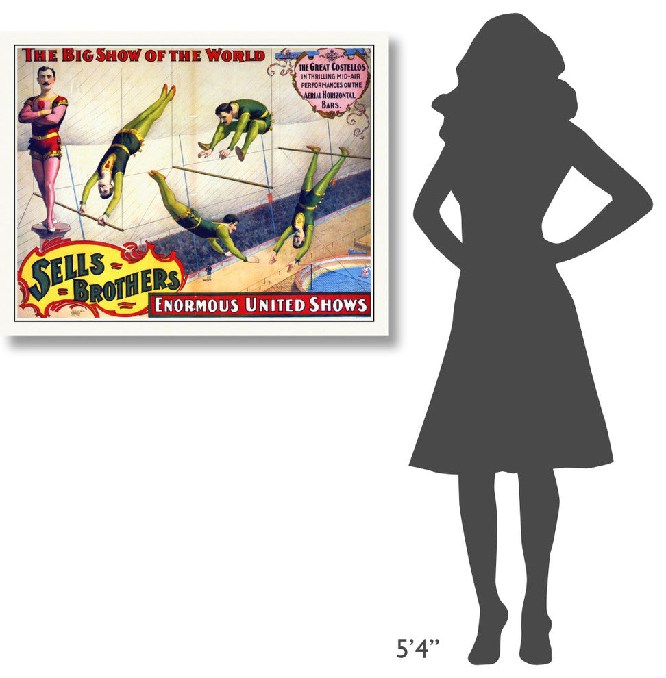 Sells Brothers, The Great Costellos, On The Aerial Horizontal Bars, 40x32