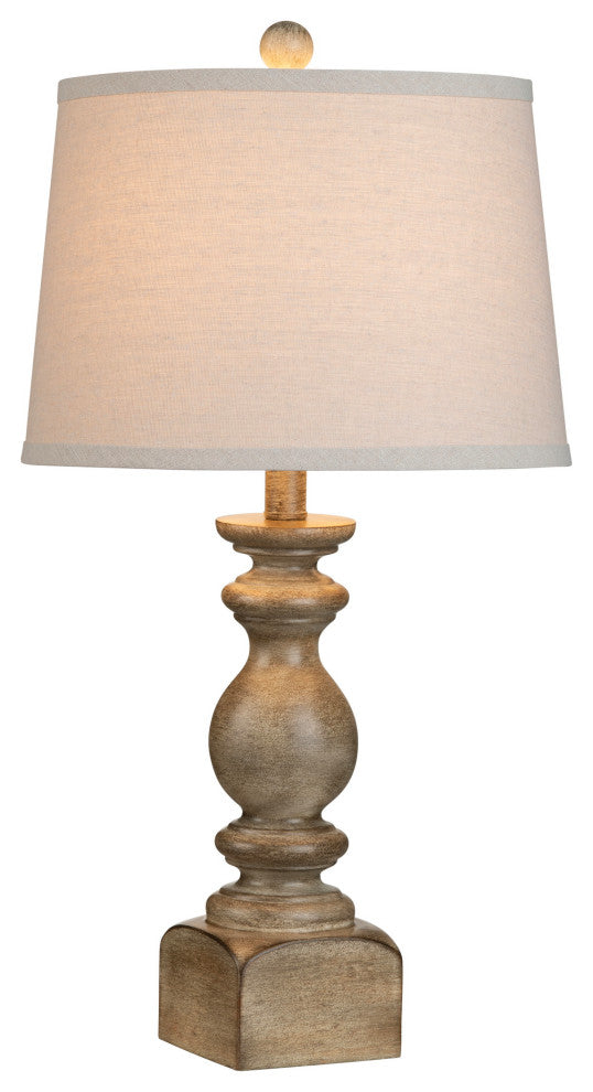 25"H Brown Resin Table Lamp With Oatmeal Drum Shade, Set of 2